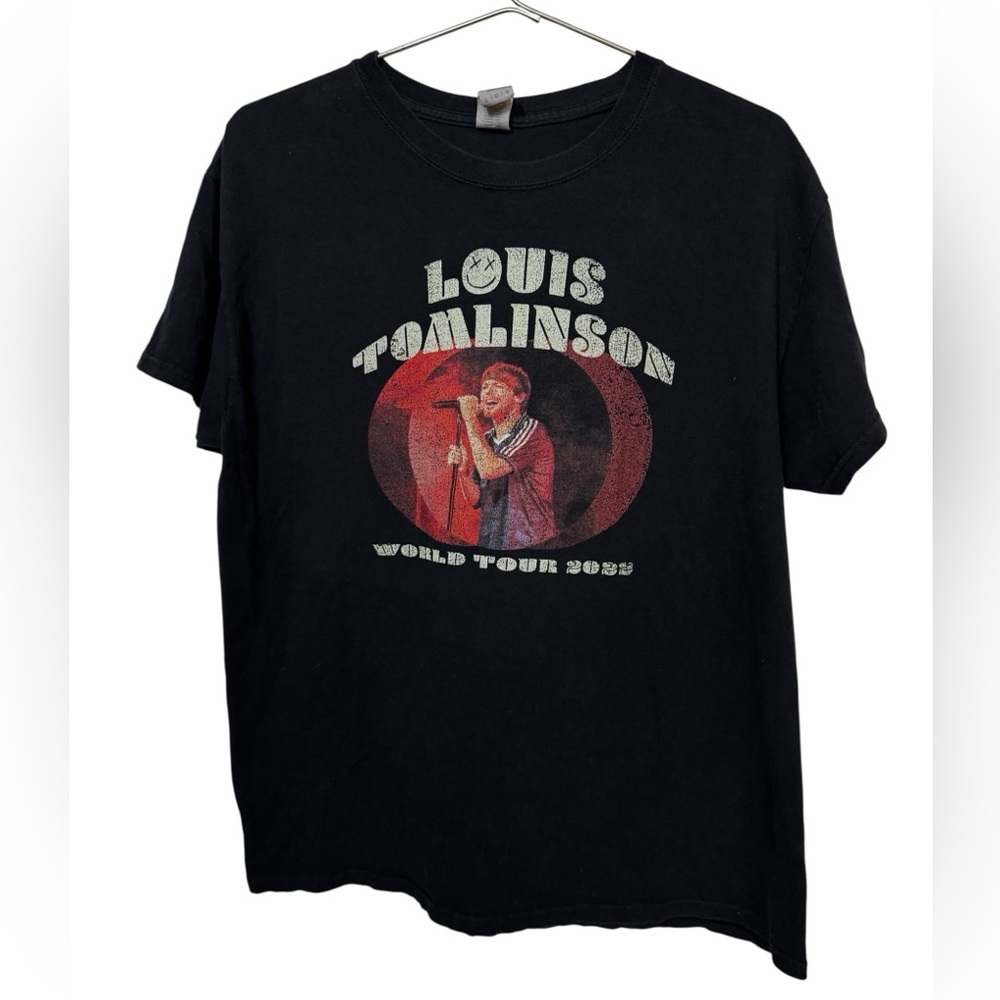 Louis Tomlinson World Tour 2022 Aged Distressed Black Men’s L Pop Rock T-Shirt